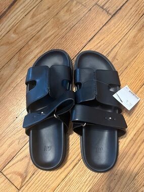 H&M Black Double-Strap Slide Sandals